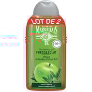 Le petit marseillais shampooing force & éclat pomme & feuille d'olivier bio 2x250ml