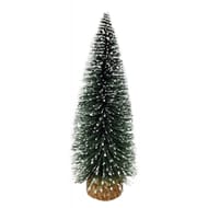 Deco sapin en neige sur rondin h 15cm