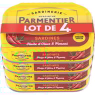Parmentier sardines entieres à l'huile d'olive et piment 135gx4