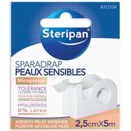 Stéripan sparadrap peaux sensibles avec devidoir 5m x 2.5 cm