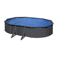 Piscine ovale acier 6,34x3,99x1,22m gris anthracite