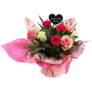 Bouquet bulle 9 roses + pic  bonne fête maman