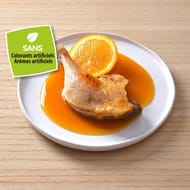 Cuisse de canard et ses tranches d'orange en sauce