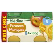 Bledina pots fruits prix choc pommes mangues 4x130g dès 6mois