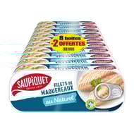 Saupiquet filet de maquereaux naturel 8 + 2 boîtes offertes 176g