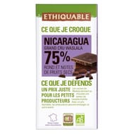 Ethiquable chocolat noir 75% cacao du Nicaragua bio 100g
