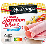 Madrange mon jambon blanc -25% de sel découenné dégraisse 4 tranches 160g