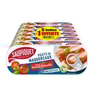 Saupiquet filets de maquereaux sauce tomate basilic 169gx6 offre spéciale