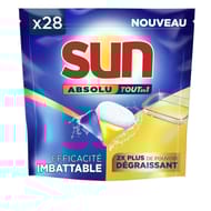 Sun capsules lave-vaisselle absolu tout en 1 dégraissant 28 lavages 0.42kg