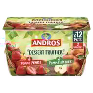 Andros dessert de pomme nature et pomme fraise 12x100G