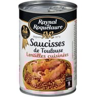 Raynal et roquelaure saucisses de toulouse aux lentilles cuisinées - plat cuisiné 420g