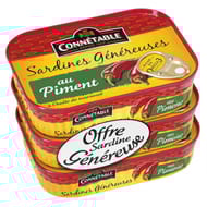 Connetable sardines généreuses au piment 140g x 3