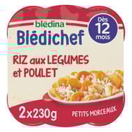 Blédina blédichef riz aux légumes et poulet dès 12 mois 2x230g