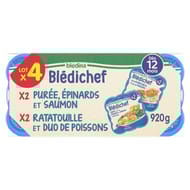 Blédina blédichef 2 purée onctueuse épinards saumon 2 ratatouille duo poissons dés 12 mois 920g
