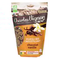 Charles Vignon muesli bio croustillant chocolat vanille sans gluten 375g
