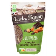 Charles Vignon muesli bio croustillant chocolat caramel noisettes 375g
