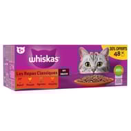 Whiskas sachets fraîcheurs les repas classiques chat adulte x48 4080g