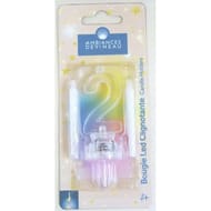 Chiffre plastique avec led N°2 et 4 bougies blanches