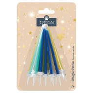 20 bougies mini-fleurs Vert, Bleu, Violet, Blanc