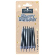 12 bougies laquées et plaque "Happy birthday" Argent