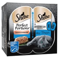 Sheba pâtée pour chat Perfect portions au thon et au saumon x6 225g