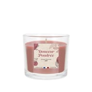 Verre transparent rempli de bougie cire coloree 100 grs - parfum douce
