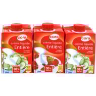 Cora crème liquide entière stérilisée UHT 30% mg 3x20cl