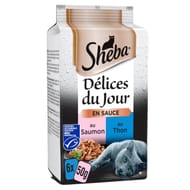Sheba pâtée pour chat délices du jour au saumon 6x50g