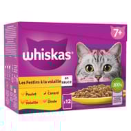 Whiskas senior pâtée pour chat sachets fraîcheur festins à la volaille en sauce 12x85g