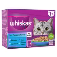 Whiskas pâtée pour chat sachets fraîcheur poissons favoris en gelée 12x85g