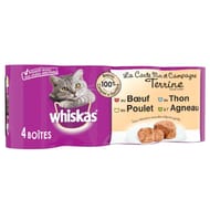 Whiskas pâtée pour chat 4 variétés en terrine 4x400g