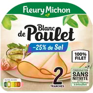 Fleury michon blanc de poulet sel réduit de 25% 2 tranches 80 g
