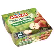 Andros dessert fruitier pomme nature 4 x 100g