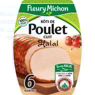 Fleury Michon 6 tranches rôti de poulet cuit halal 180g