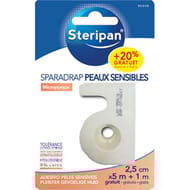Steripan sparadrap microporeux + dévidoir 5mx2.5cm +25% offert