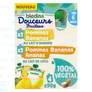 Bledina gourdes douceurs fruitées 100% végétal 2 pommes bananes 360g