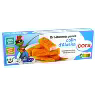 Cora kido 15 bâtonnets panés colin d'Alaska 450g