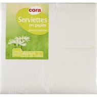 Cora serviettes x100 blanches 33x33cm 2 plis