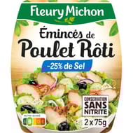 Fleury michon émincés de poulet rôti -25% de sel conservation sans nitrite 2x75g - 150g