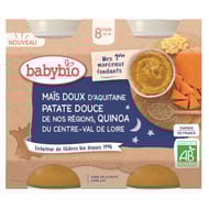 Babybio bonne nuit mais patate douce quinoa des 8 mois 2x200g