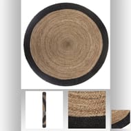 Tapis jute bord noir diam 120cm