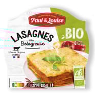 Paul & louise lasagnes à la bolognaise  bio barquette mono 285g