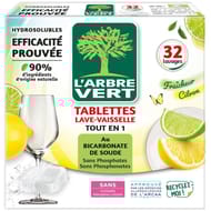 L'arbre vert tablettes lave-vaisselle tout en 1 citron x32 lavages