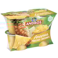Andros dessert d'ananas pommes et fruits de la passion avec morceaux 4x100g