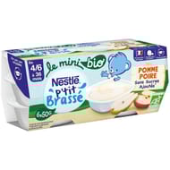 Nestle P'tit brasse bio mini pomme poire sans sucres ajoutes 6x50g