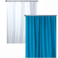 Rideau de douche textile uni coloris bleu celeste et blanc 180x200