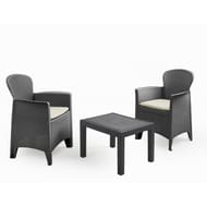 Salon bas akita 2 places resine tressee coloris anthracite