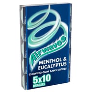 Airwaves chewing-gum sans sucres menthol eucalyptus 5x10  - 70g
