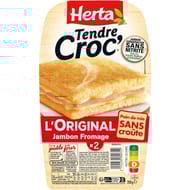 Herta tendre croc' sans croute fromage jambon conservation sans nitrite 200g