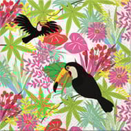 20 serviettes 33x33cm decorees 3 plis toucan